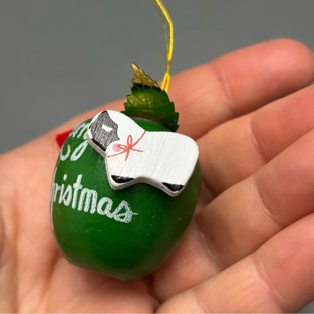 Apple for the Teacher Gift Ornaments Vintage Wooden - Christmas Around the World